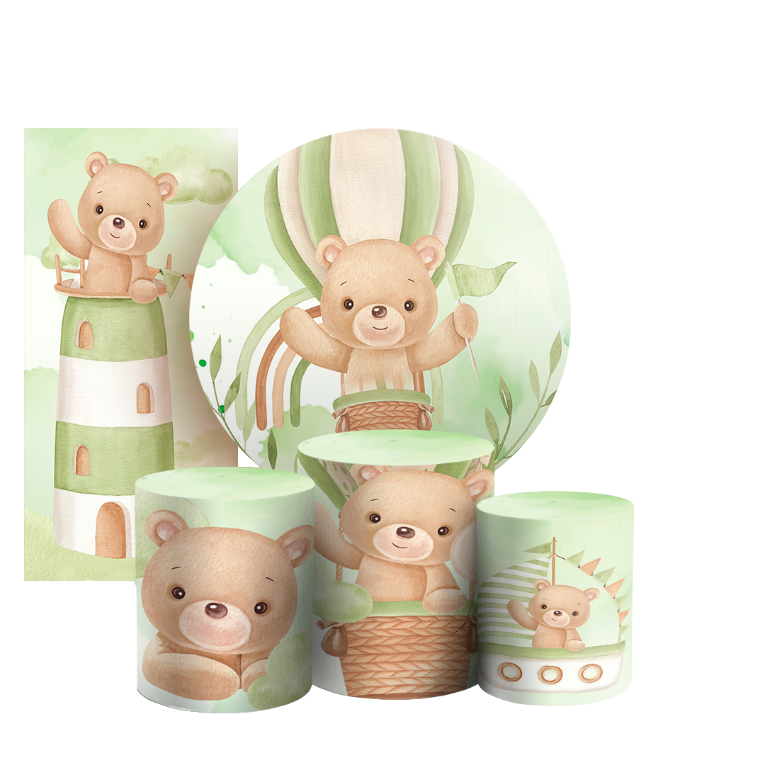 Arte Digital Painel de Festa - Urso Verde 802862