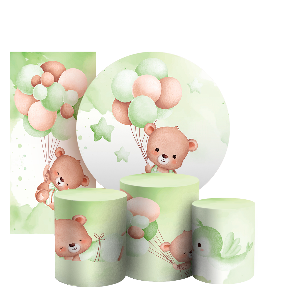 Arte Digital Painel de Festa - Urso Verde 802863