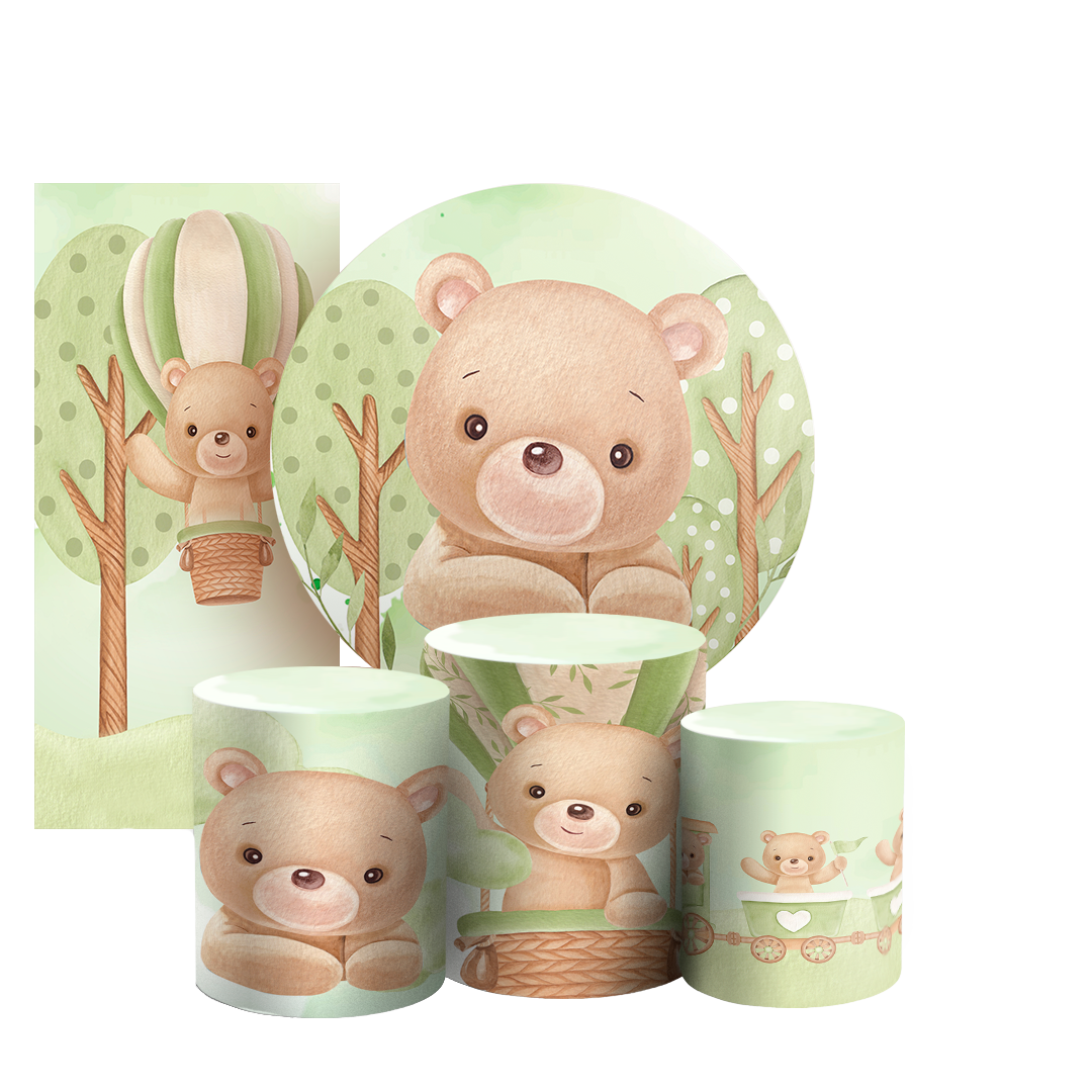 Arte Digital Painel de Festa - Urso Verde 802865