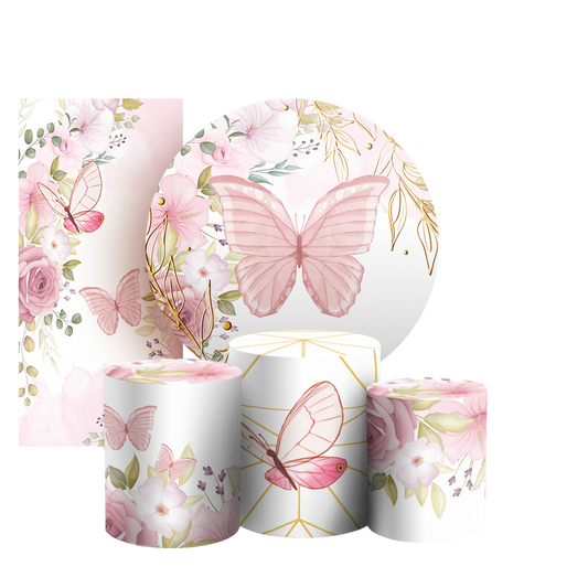 Arte Digital Painel de Festa - Borboleta Rosa 803004