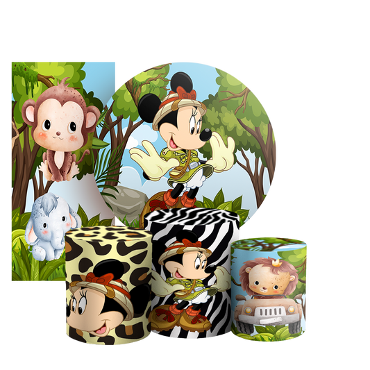 Arte Digital Painel de Festa - Minnie Safari 803014
