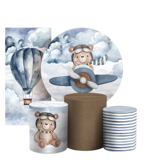 Arte Digital Painel de Festa - Ursinho Aviador 803026