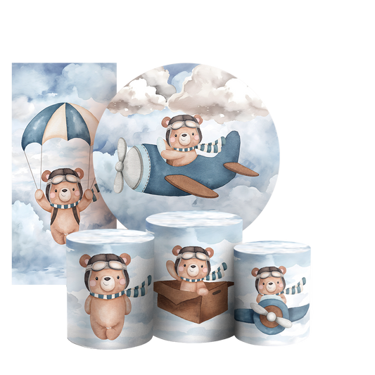 Arte Digital Painel de Festa - Ursinho Aviador 803027