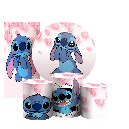 Arte Digital Painel de Festa - Lilo E Stitch Rosa 803049