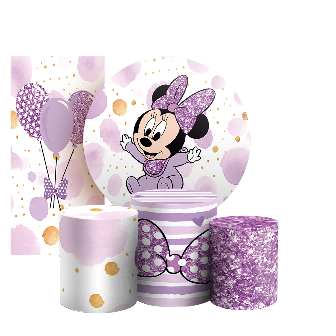 Arte Digital Painel de Festa - Minnie Lilas 803077