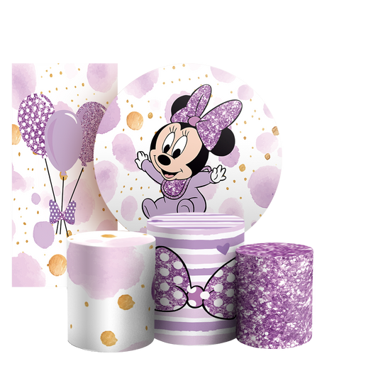 Arte Digital Painel de Festa - Minnie Lilas 803077