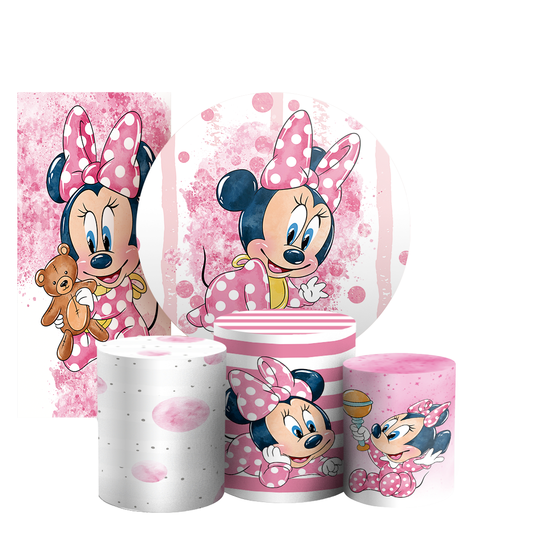 Arte Digital Painel de Festa - Minnie Rosa 803078