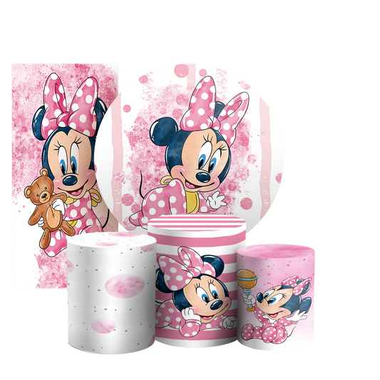 Arte Digital Painel de Festa - Minnie Rosa 803078