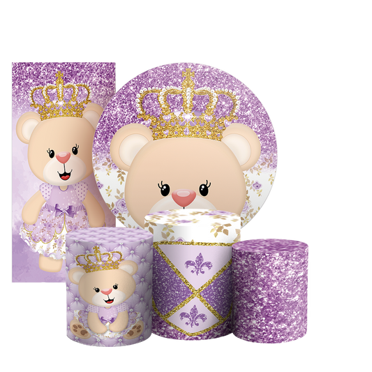 Arte Digital Painel de Festa - Ursinha Lilas 803136