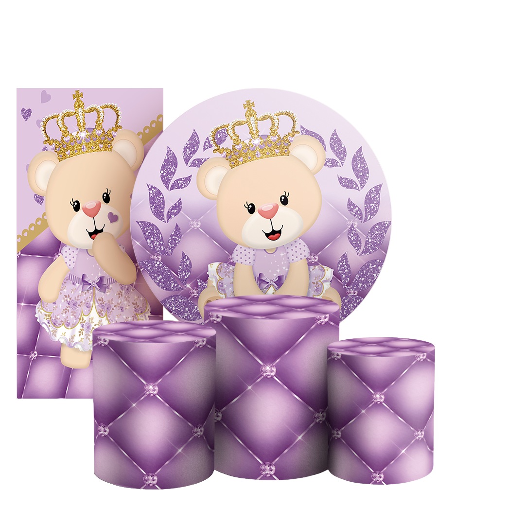Arte Digital Painel de Festa - Ursinha Lilas 803137