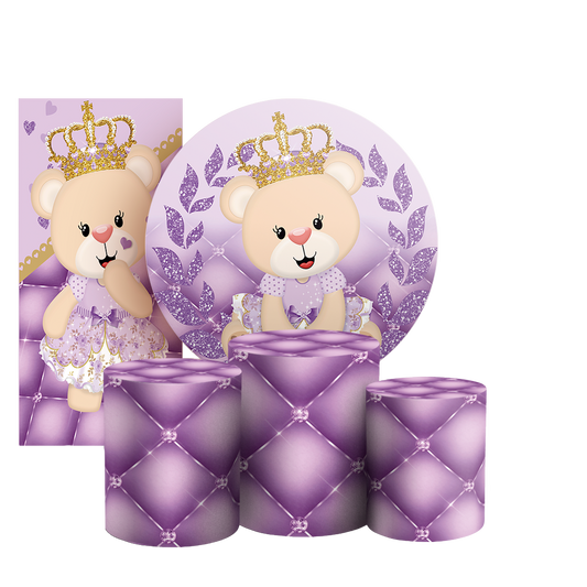 Arte Digital Painel de Festa - Ursinha Lilas 803137