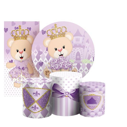 Arte Digital Painel de Festa - Ursinha Lilas 803138