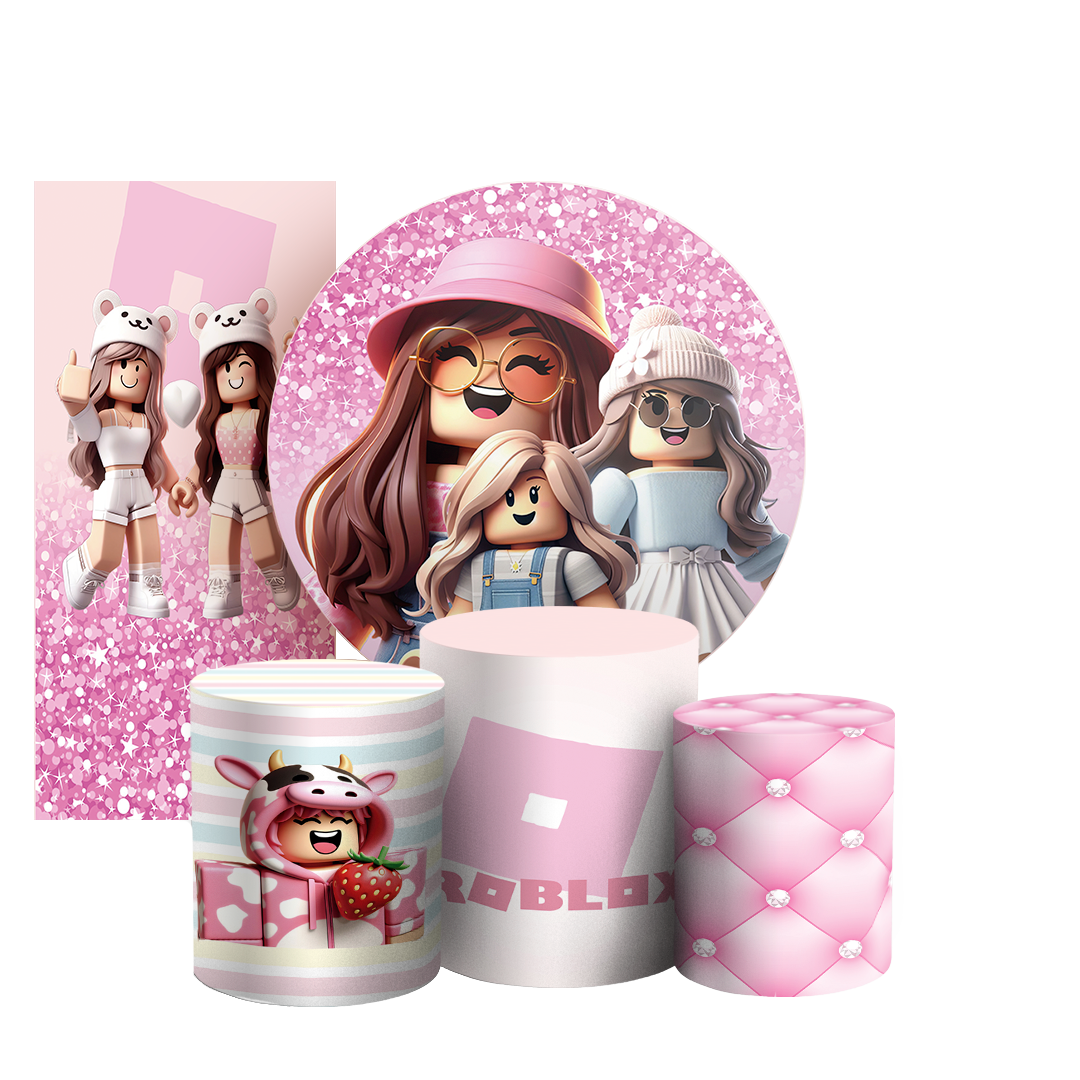 Arte Digital Painel de Festa - Roblox Rosa 803147