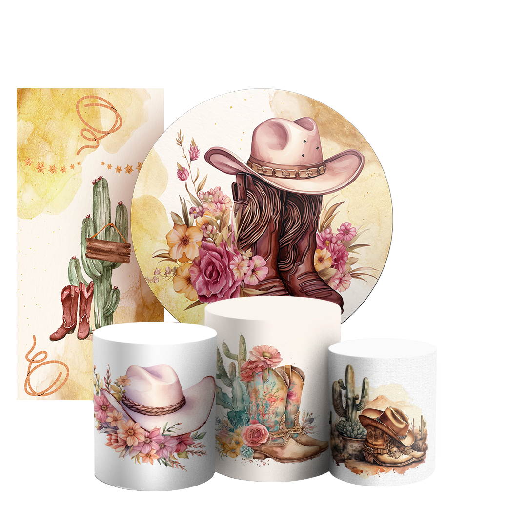 Arte Digital Painel de Festa - Boadeira Cowgirl 803192