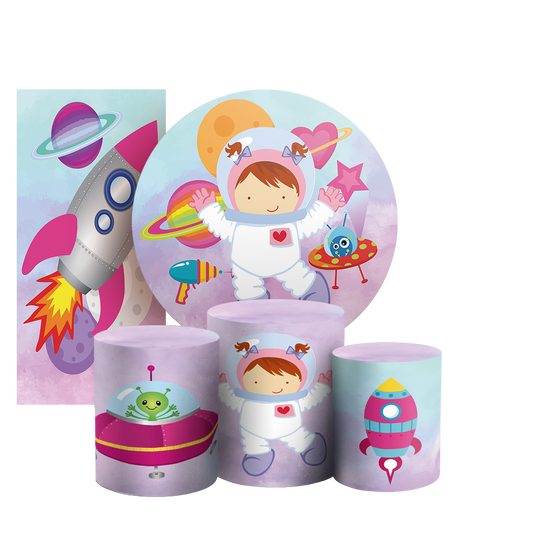 Arte Digital Painel de Festa - Astronauta Rosa 803321