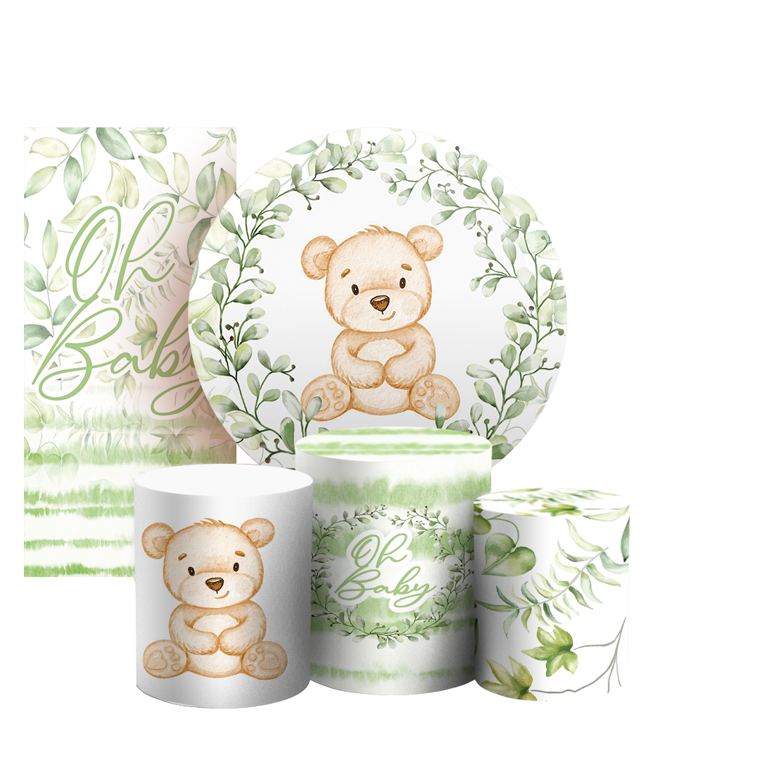 Arte Digital Painel de Festa - Urso Verde 803338