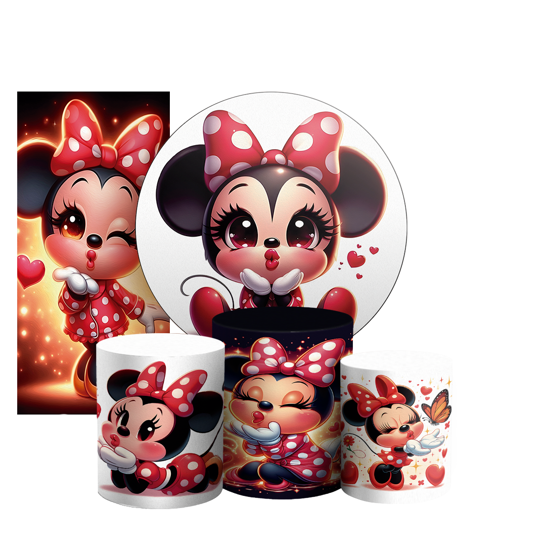 Arte Digital Painel de Festa - Minnie Vermelha Cute 803355