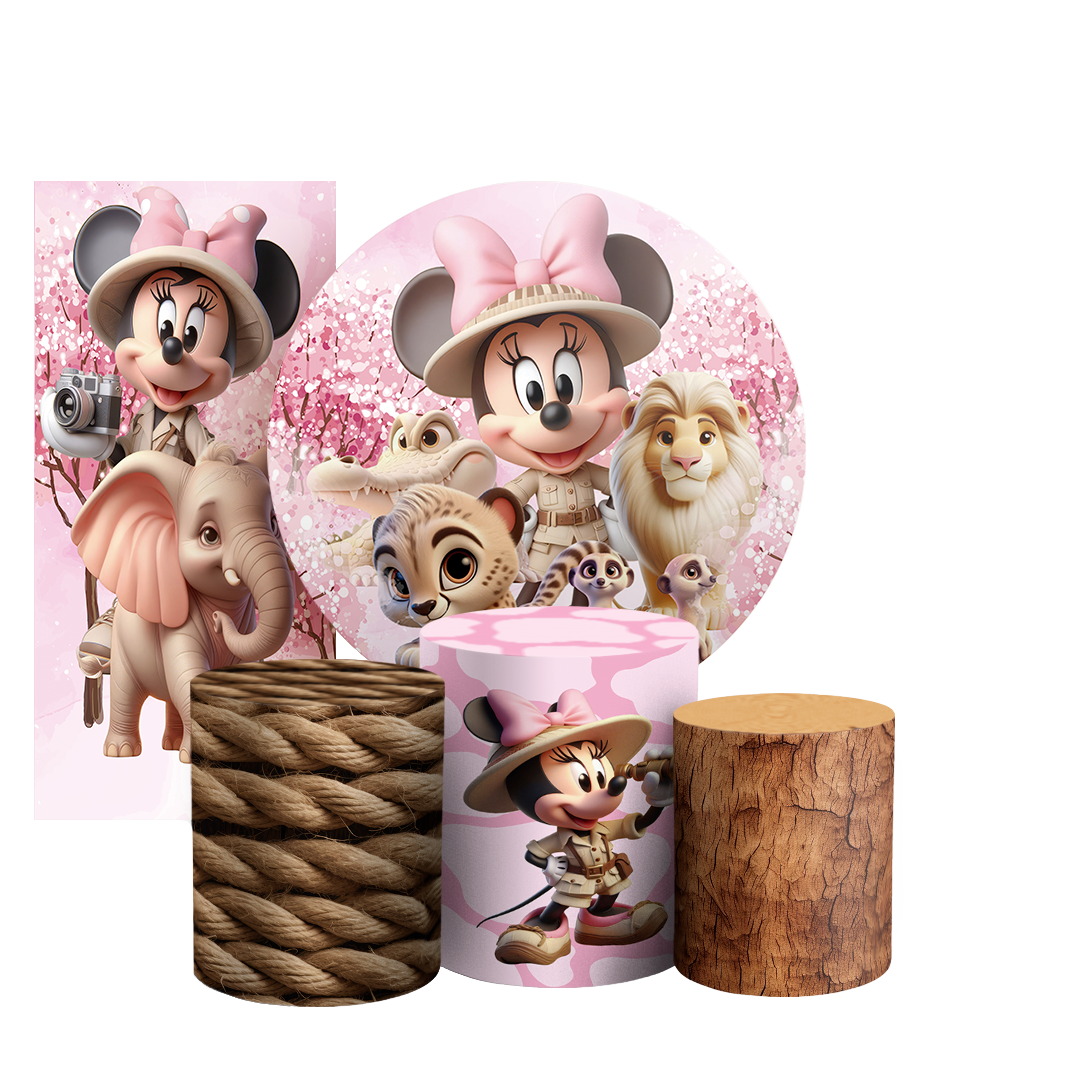 Arte Digital Painel de Festa - Minnie Safari 803416
