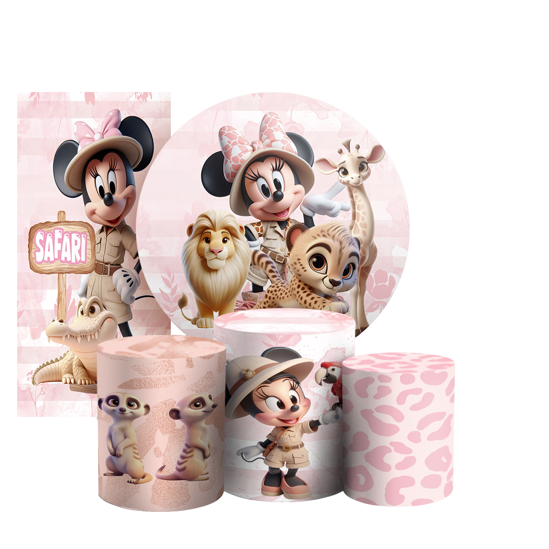 Arte Digital Painel de Festa - Minnie Safari 803417