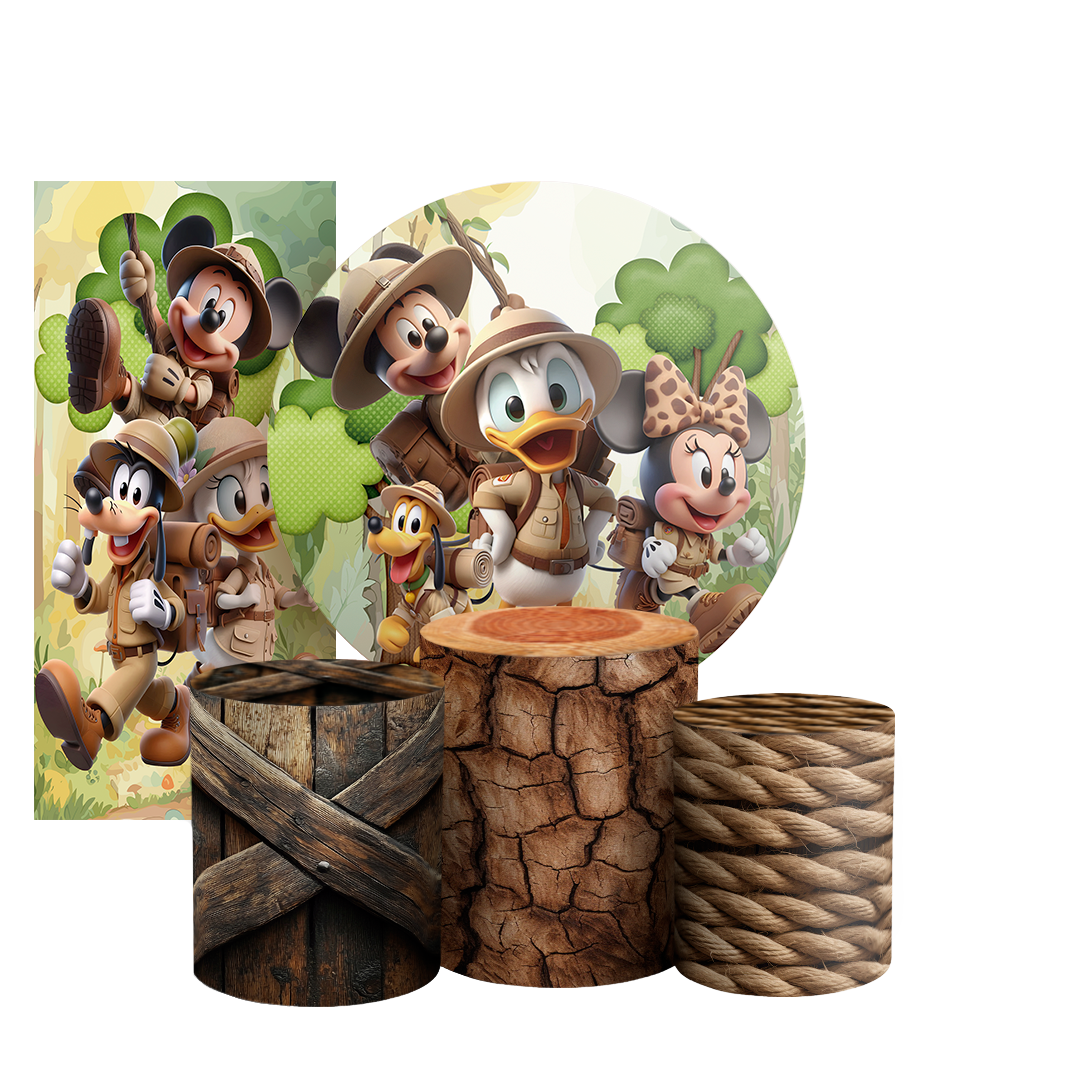Arte Digital Painel de Festa - Mickey Safari 803453