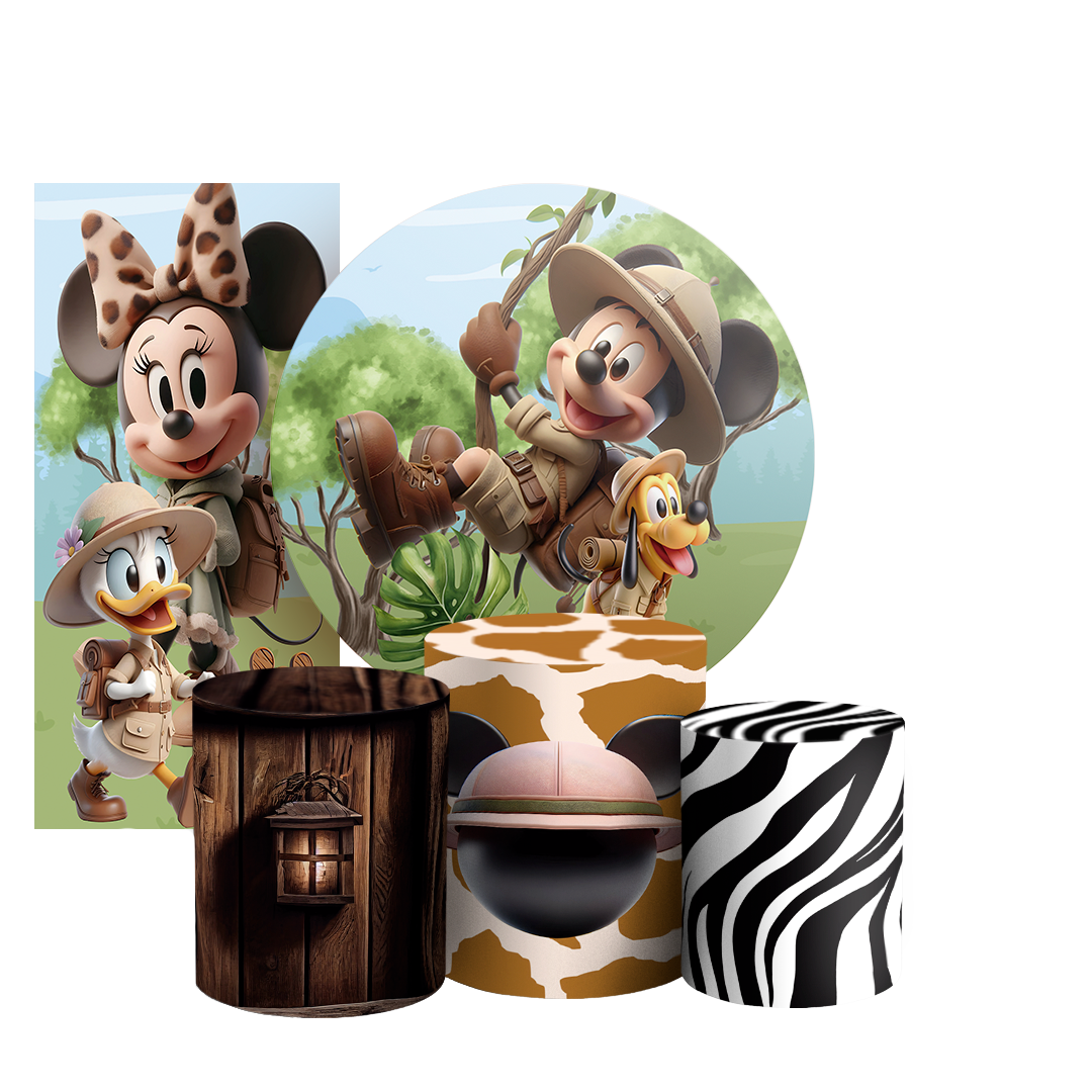 Arte Digital Painel de Festa - Mickey Safari 803455