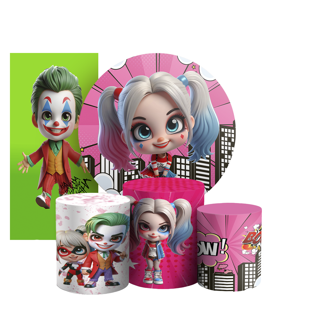 Arte Digital Painel de Festa - Arlequina e Coringa 803784