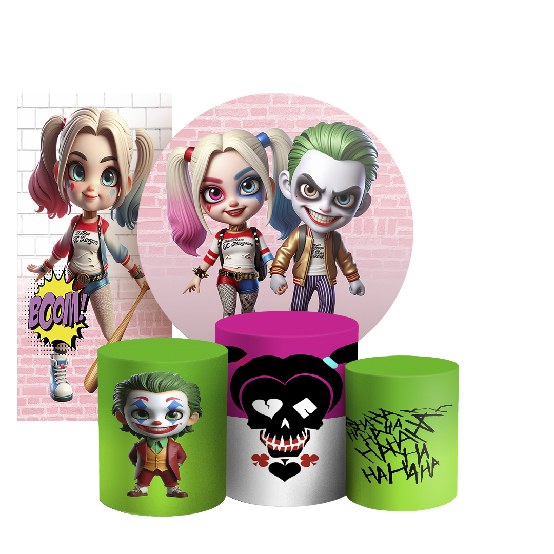 Arte Digital Painel de Festa - Arlequina e Coringa 803785