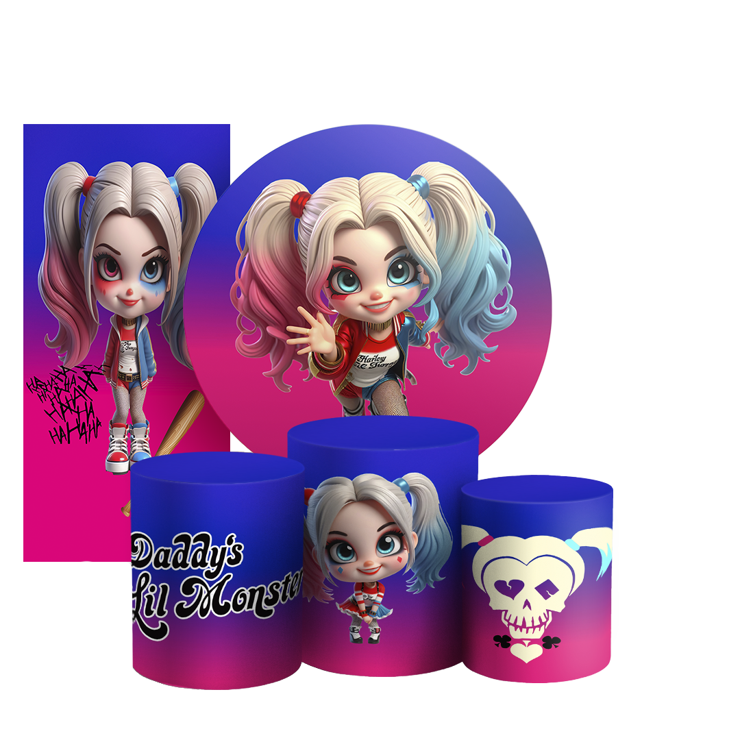 Arte Digital Painel de Festa - Arlequina e Coringa 803786