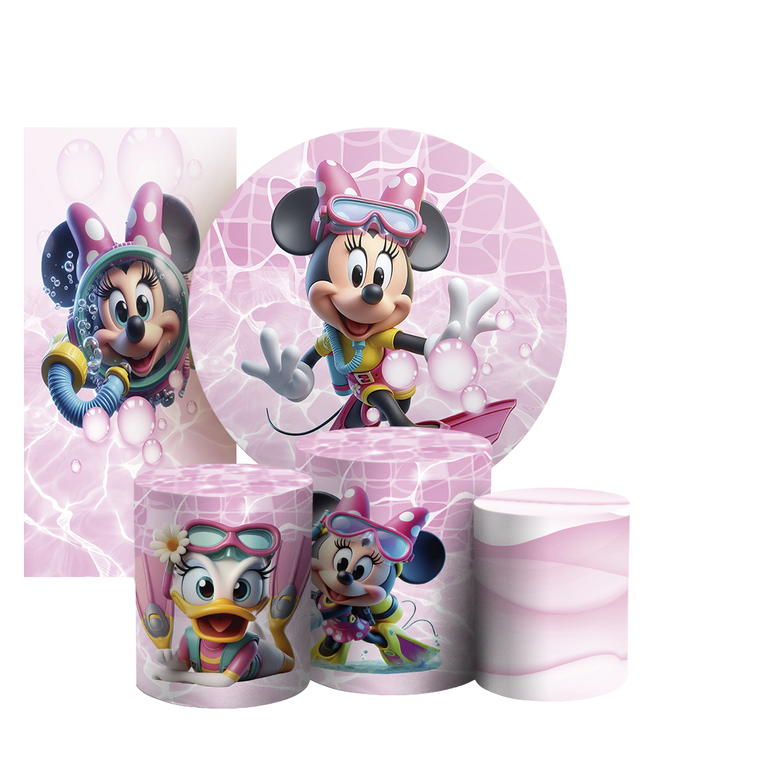 Arte Digital Painel de Festa - Minnie Pool Party 803881