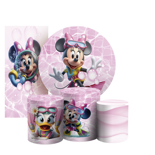 Arte Digital Painel de Festa - Minnie Pool Party 803881