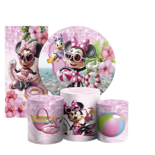 Arte Digital Painel de Festa - Minnie Pool Party 803882