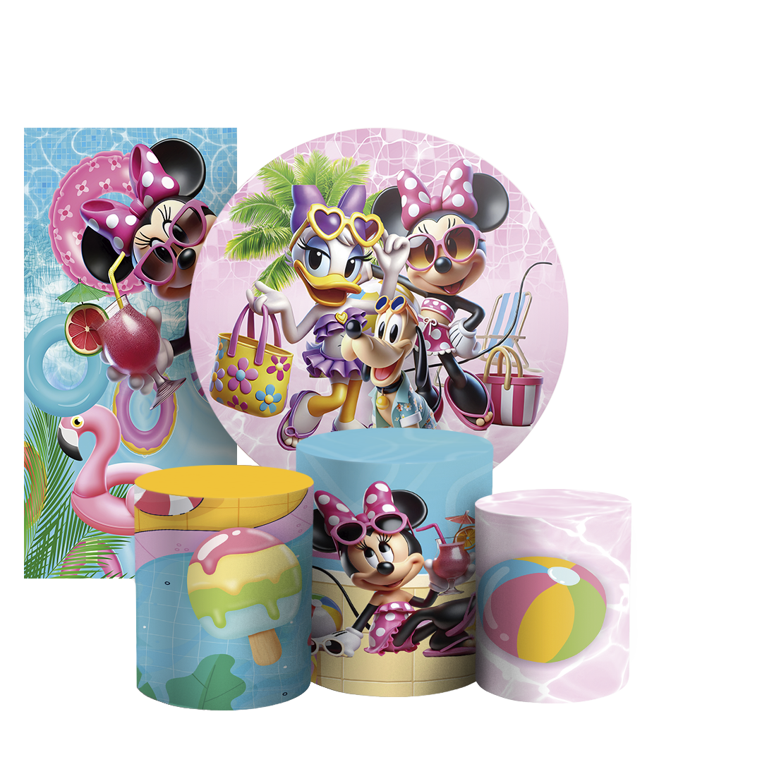Arte Digital Painel de Festa - Minnie Pool Party 803883