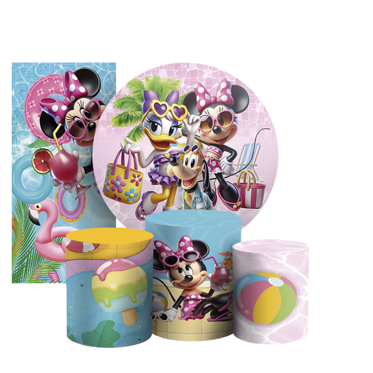 Arte Digital Painel de Festa - Minnie Pool Party 803883