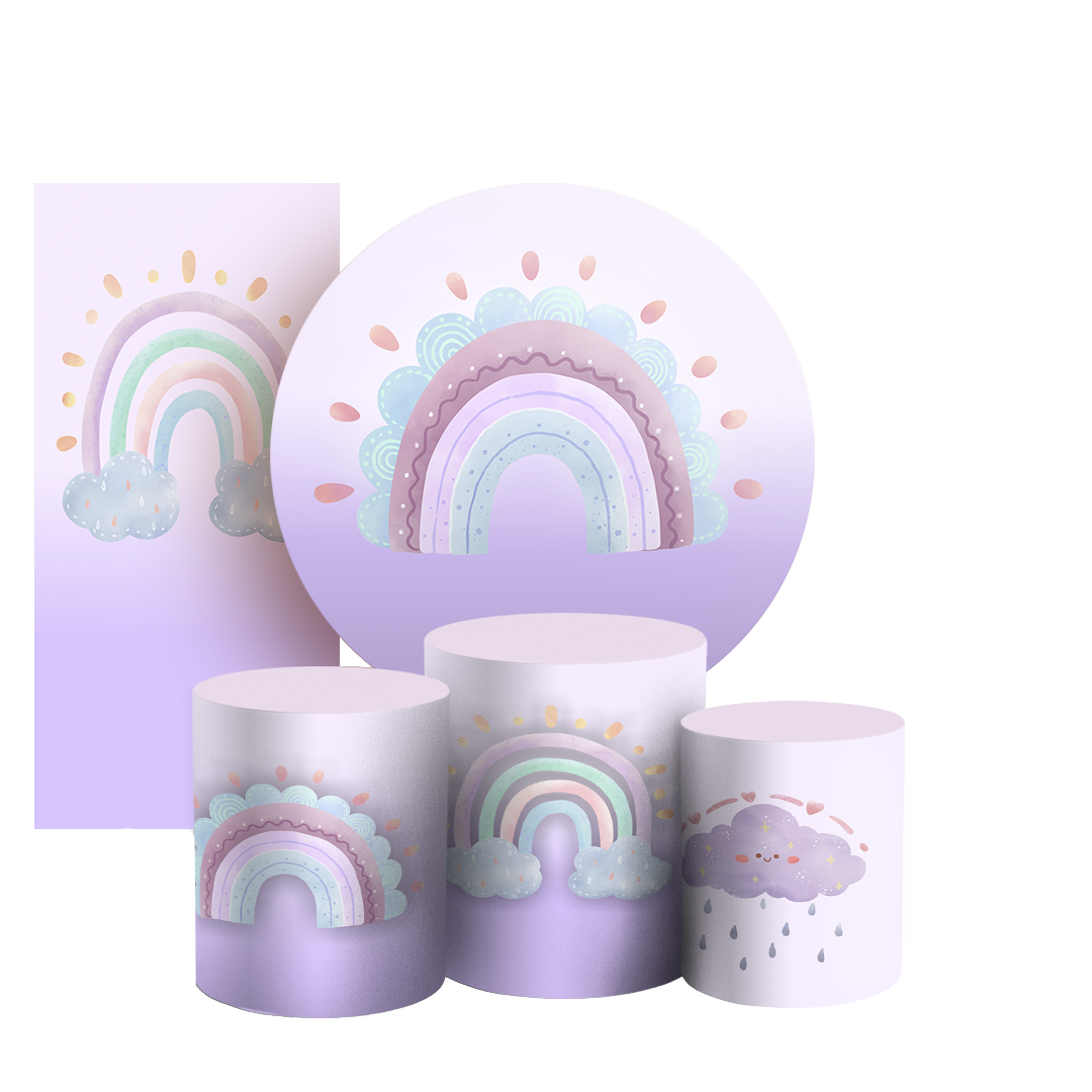 Arte Digital Painel de Festa - Arco Iris Boho 804072