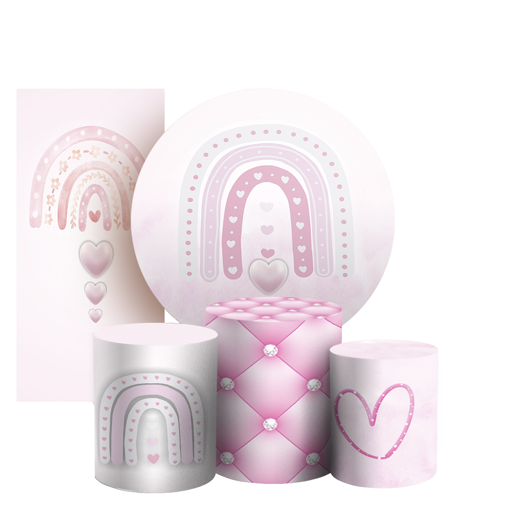 Arte Digital Painel de Festa - Arco Iris Boho 804074