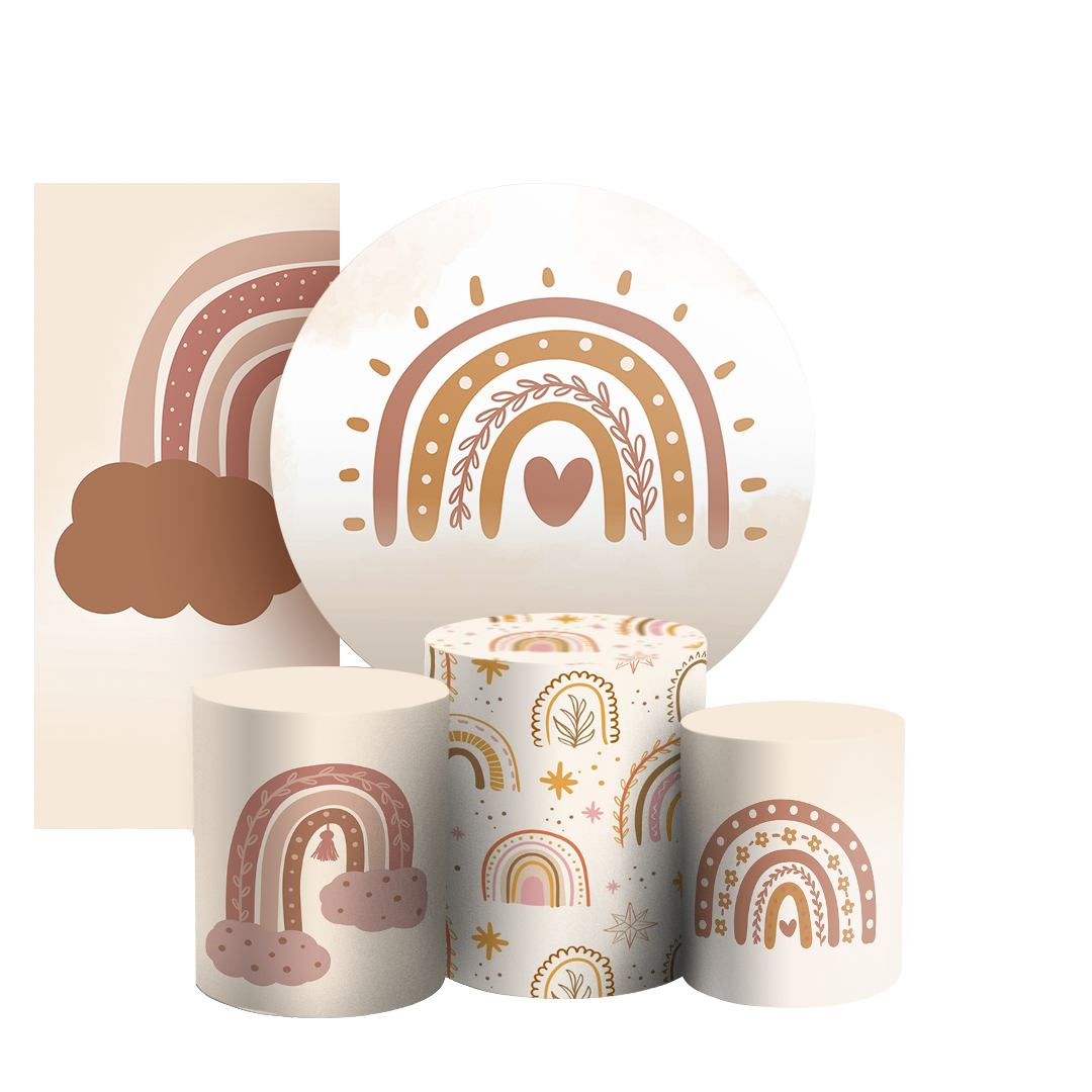 Arte Digital Painel de Festa - Arco Iris Boho 804075