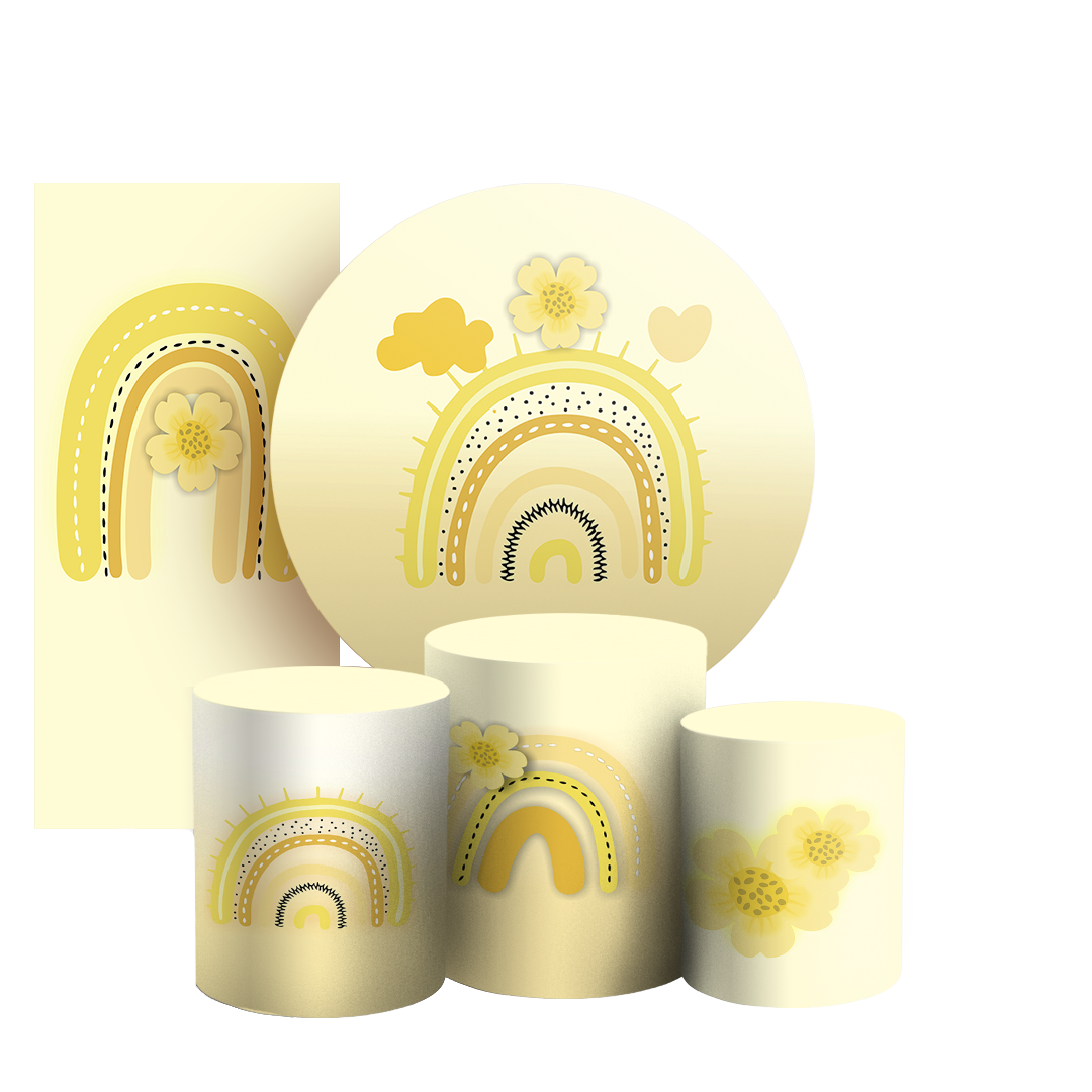 Arte Digital Painel de Festa - Arco Iris Boho 804076