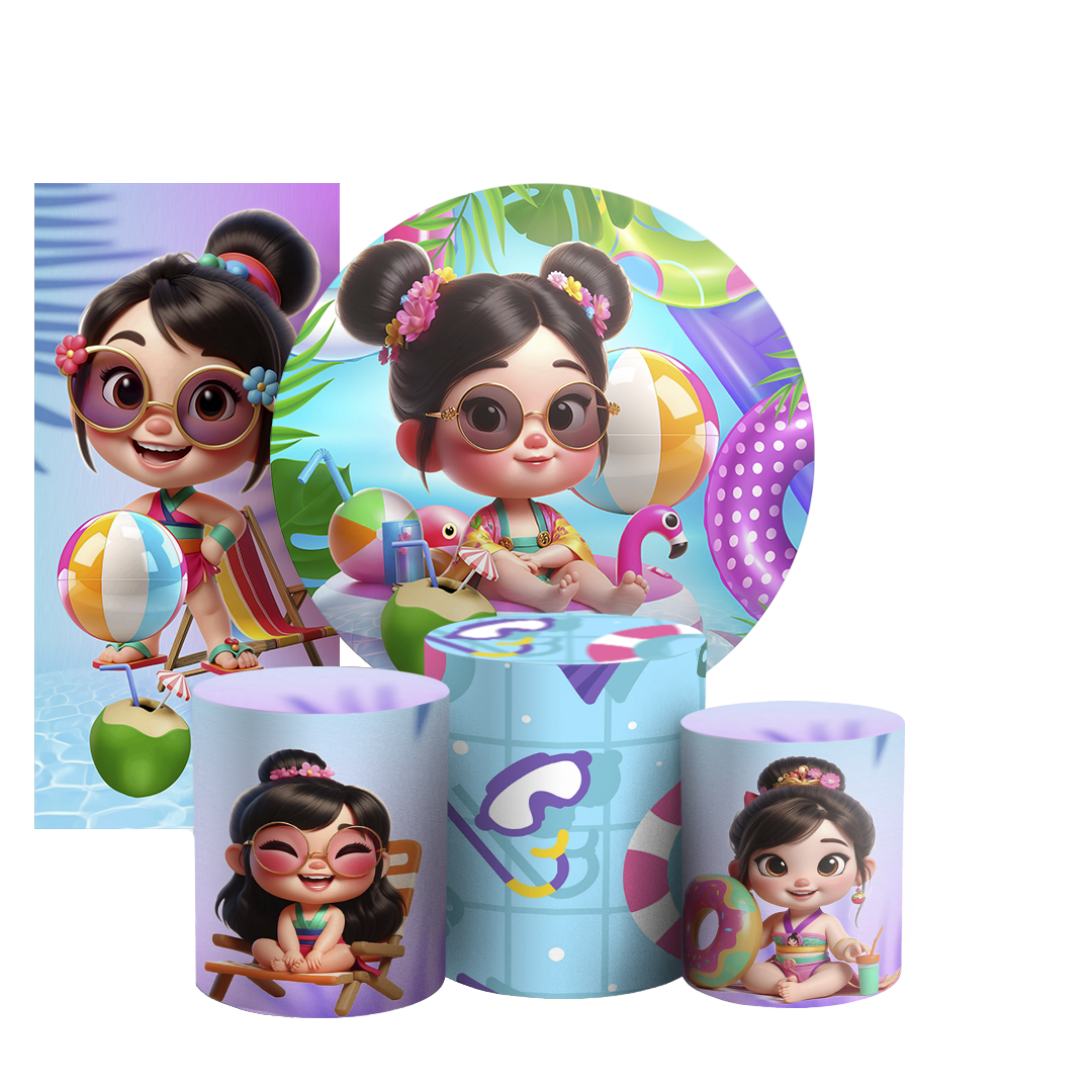 Arte Digital Painel de Festa - Princesas Pool Party 804133