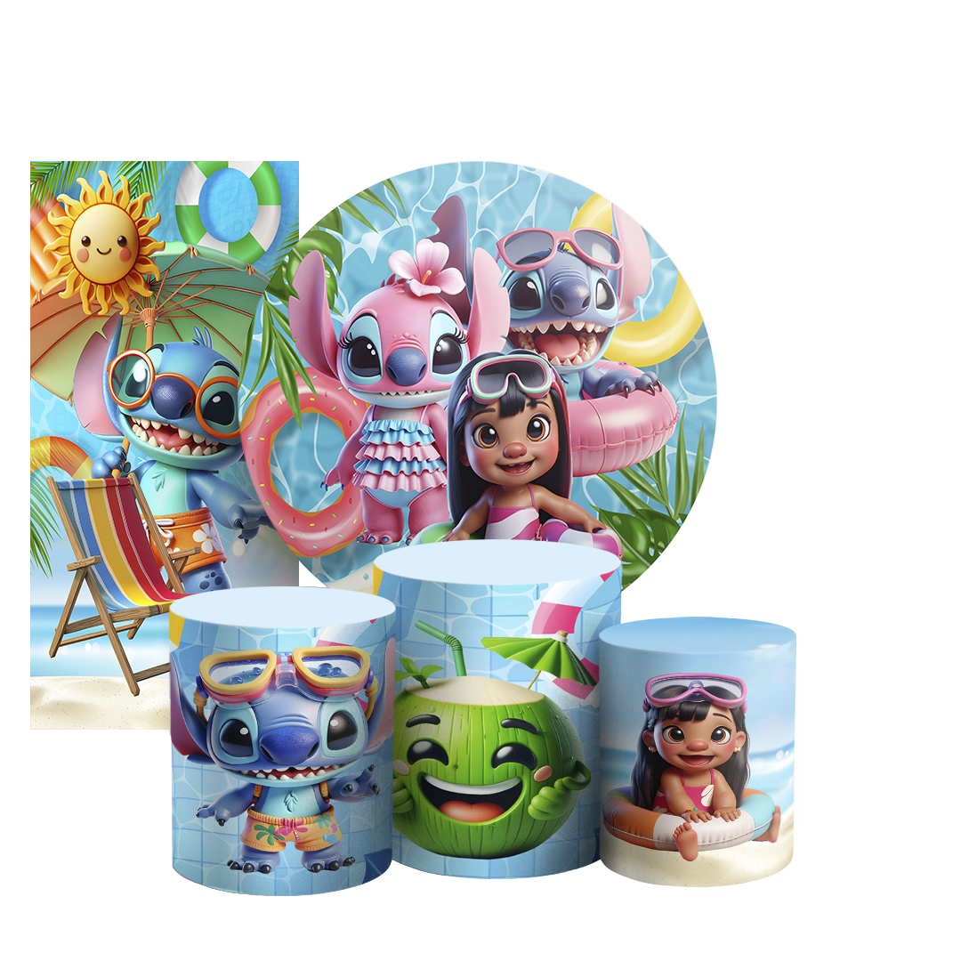 Arte Digital Painel de Festa - Stitch Pool Party 804142