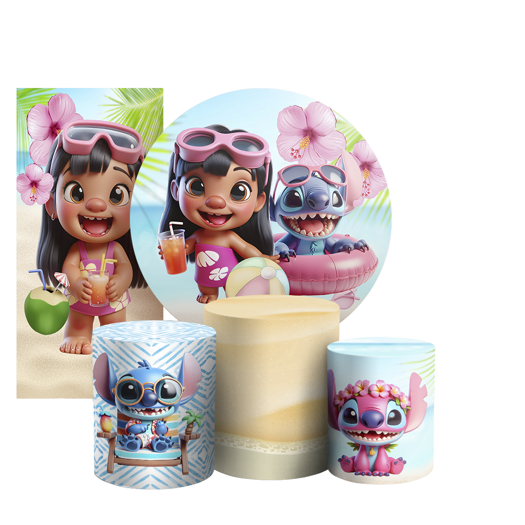 Arte Digital Painel de Festa - Stitch Pool Party 804144