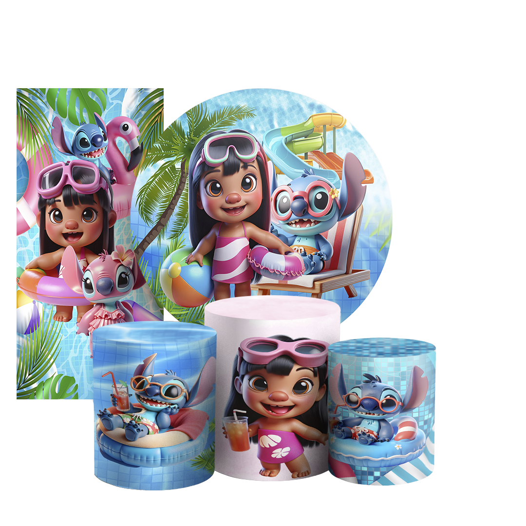 Arte Digital Painel de Festa - Stitch Pool Party 804145