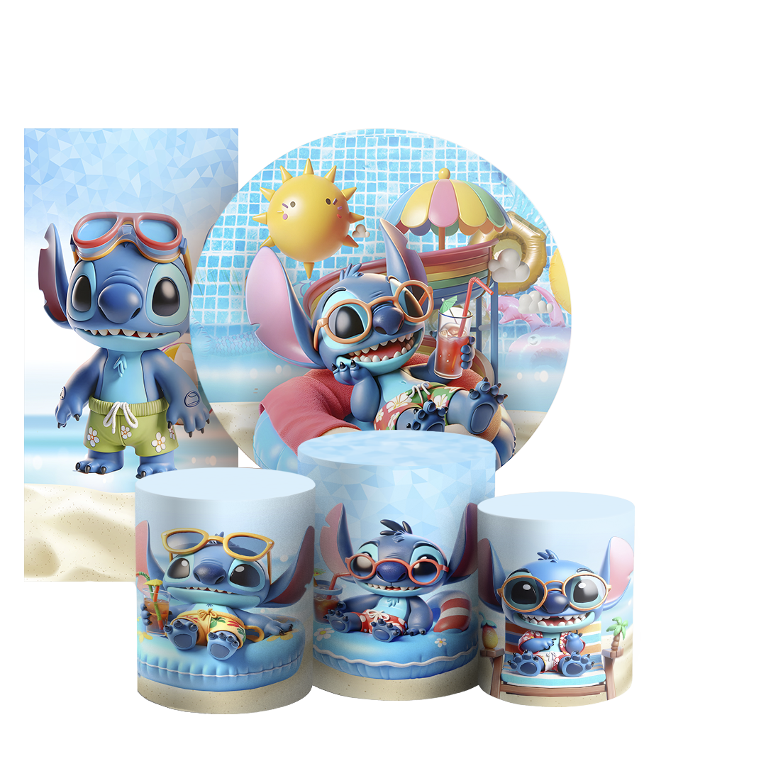 Arte Digital Painel de Festa - Stitch Pool Party 804146