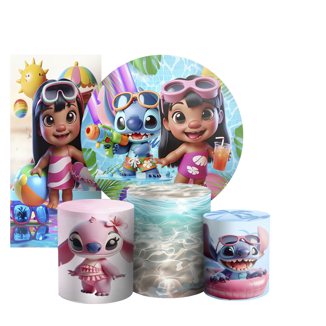 Arte Digital Painel de Festa - Stitch Pool Party 804147