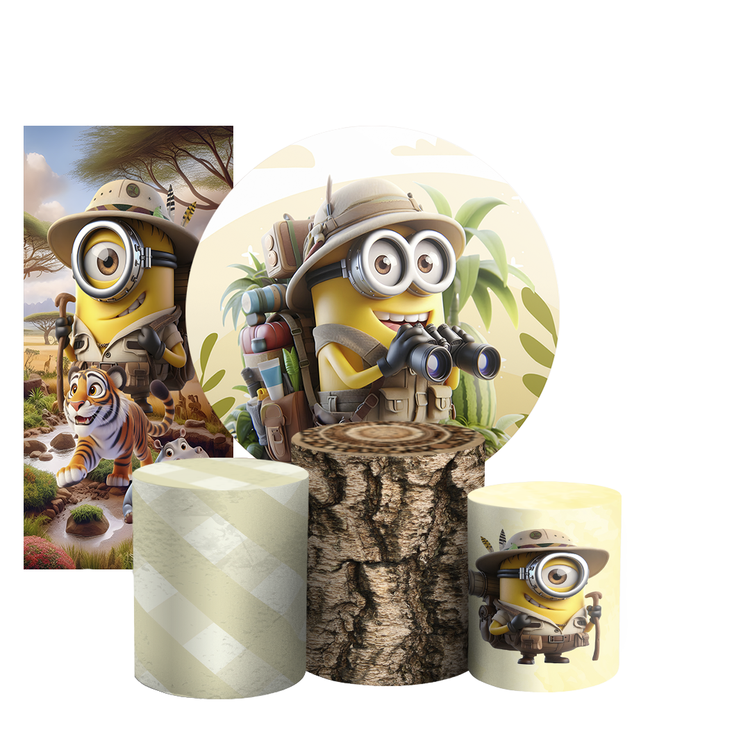 Arte Digital Painel de Festa - Minions Safari 804408