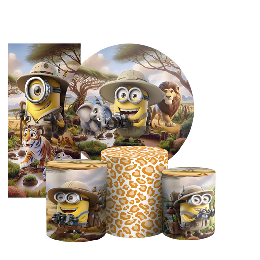 Arte Digital Painel de Festa - Minions Safari 804409