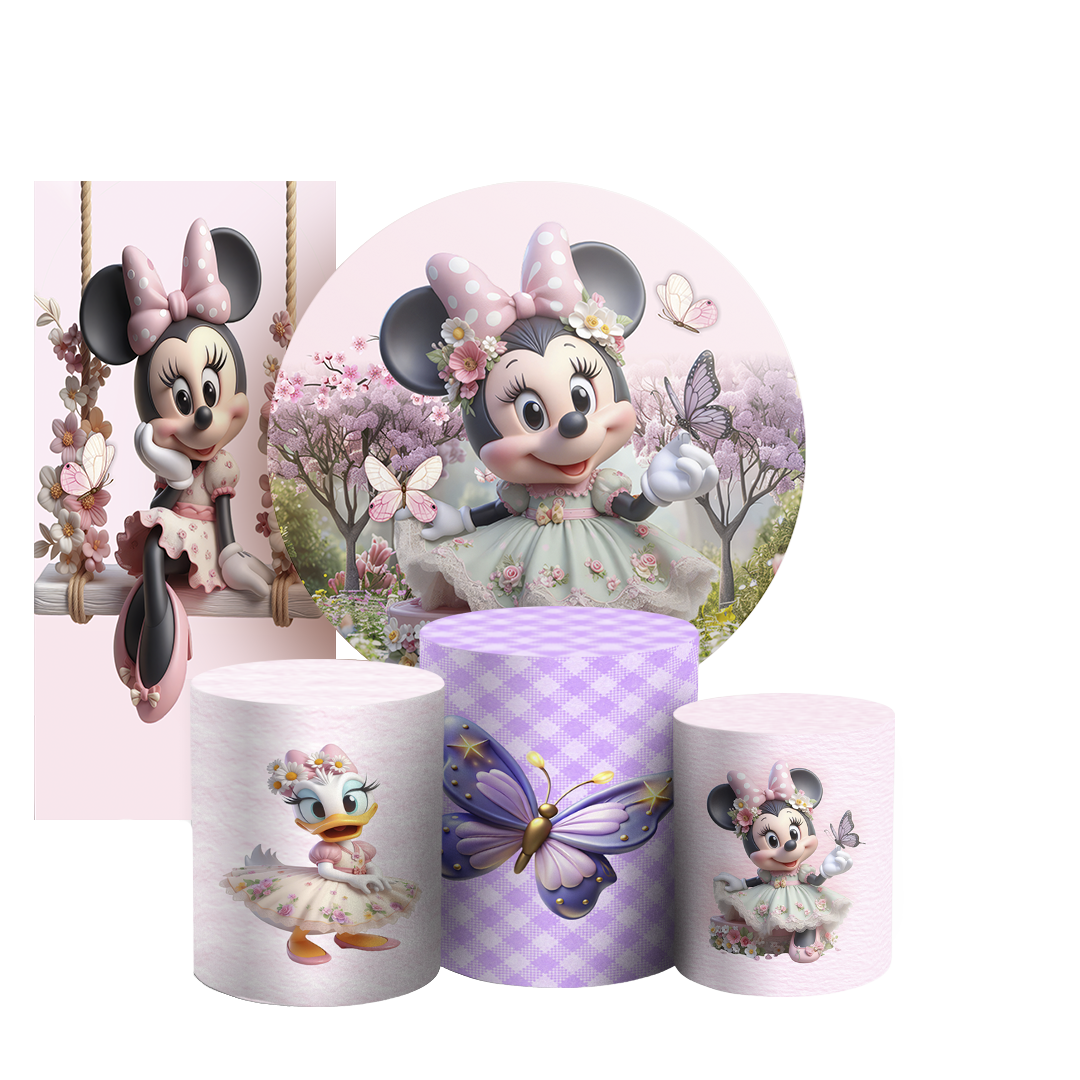 Arte Digital Painel de Festa - Minnie Jardim 804496