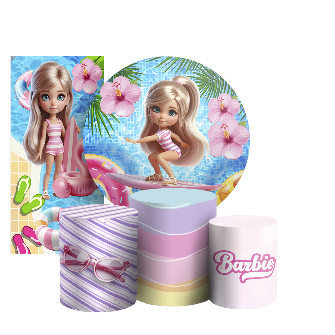 Arte Digital Painel de Festa - Barbie Pool Party 804612