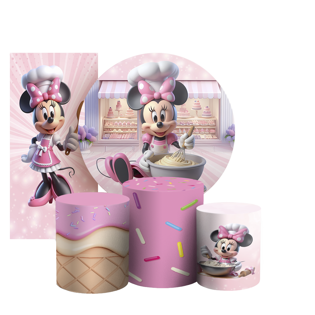 Arte Digital Painel de Festa - Minnie Confeiteira 804650