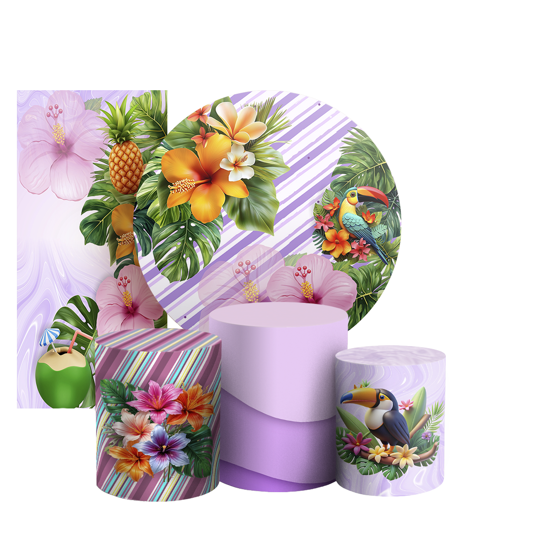 Arte Digital Painel de Festa - Tropical Floral 804654