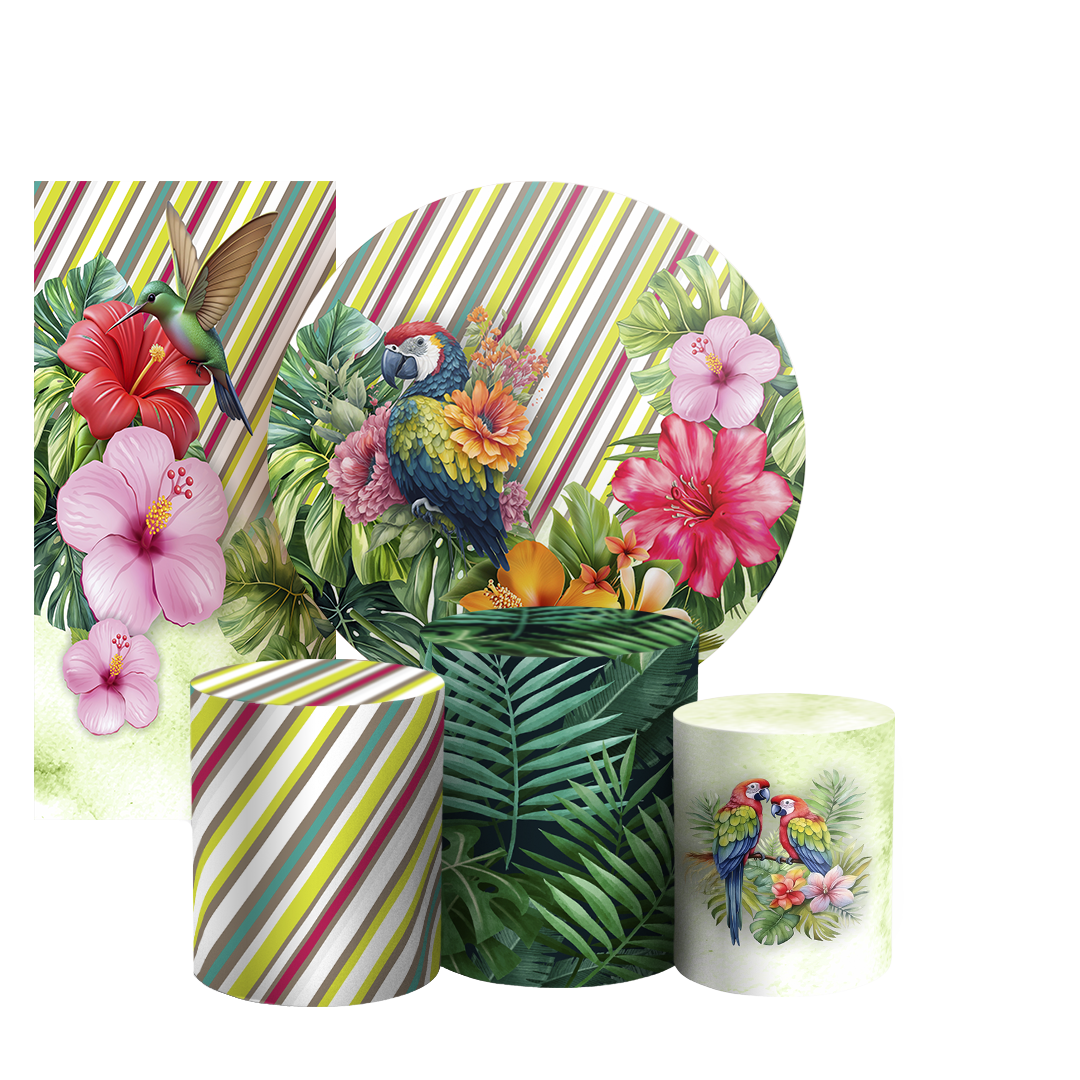 Arte Digital Painel de Festa - Tropical Floral 804656